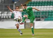 28 June 2015; Gregory Moorhouse, Eastern Region IRL, in action against Roman Švarc, South Moravia. Eastern Region IRL v South Moravia, Group A, UEFA Regions Cup. Tallaght Stadium, Tallaght, Co. Dublin. Picture credit: Matt Browne / SPORTSFILE