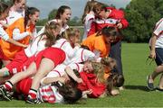 28 June 2015; Cork WSSL players celebrate after the game. Gaynor Cup U16 Final, Midlands Schoolboys/Girls League v Cork WSSL. University of Limerick, Limerick. Picture credit: Oisin McHugh / SPORTSFILE