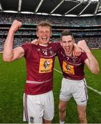 28 June 2015; Westmeath's John Heslin and James Dolan celebrate after the game. Leinster GAA Football Senior Championship, Semi-Final, Westmeath v Meath. Croke Park, Dublin. Picture credit: Ray McManus / SPORTSFILE