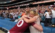 28 June 2015; Westmeath's Ray Connellan is congratulated by his sister Eimer after the game. Leinster GAA Football Senior Championship, Semi-Final, Westmeath v Meath. Croke Park, Dublin. Picture credit: Ray McManus / SPORTSFILE