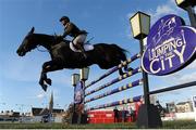 26 June 2015; Capt. Geoff Curran of Co. Waterford competing on Shannondale Rahona in The Underwriting Exchange Limited &quot;Jumping In The City&quot; Grand Prix during the Final Leg of Jumping In The City. Shelbourne Park Greyhound Stadium, Ringsend, Dublin. Picture credit: Cody Glenn / SPORTSFILE