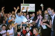 13 September 2008; An Taoiseach Brian Cowen, T.D with winning connections of Shelbourne Aston after winning the Paddy Power Irish Greyhound Derby. Paddy Power Irish Greyhound Derby, Shelbourne Park, Ringsend, Dublin. Picture credit; Damien Eagers / SPORTSFILE