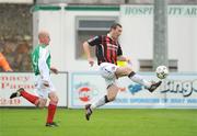 14 September 2008; Bohemians' Jason Byrne shoots to score his side's second goal despite the attempts of Wayside Celtic's Wayne Callaghan . FAI Ford Cup Quarter-Final, Wayside Celtic v Bohemians, Carlisle Grounds, Bray, Co. Wicklow. Picture credit: David Maher / SPORTSFILE *** Local Caption ***