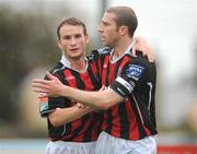 14 September 2008; Bohemians' John Paul Kelly, left, celebrates with team-mate Owen Heary after scoring his side's first goal. FAI Ford Cup Quarter-Final, Wayside Celtic v Bohemians, Carlisle Grounds, Bray, Co. Wicklow. Picture credit: David Maher / SPORTSFILE