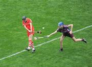 14 September 2008; Gemma O'Connor, Cork, in action against Lourda Kavanagh, Galway. Gala All-Ireland Senior Camogie Championship Final, Cork v Galway, Croke Park, Dublin. Picture credit: Pat Murphy / SPORTSFILE *** Local Caption ***