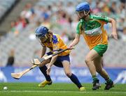 14 September 2008; Carina Roseingrave, Clare, in action against Elaine Darmody, Offaly. Gala All-Ireland Junior Camogie Championship Final, Clare v Offaly, Croke Park, Dublin. Picture credit: Stephen McCarthy / SPORTSFILE
