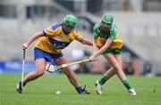 14 September 2008; Shonagh Enright, Clare, in action against Linda Sullivan, Offaly. Gala All-Ireland Junior Camogie Championship Final, Clare v Offaly, Croke Park, Dublin. Picture credit: Stephen McCarthy / SPORTSFILE