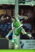 15 September 2008; John Tambouras, Drogheda United, in action against Darragh Ryan, Cork City. Setanta Sports Cup, Group One, Drogheda United v Cork City, United Park, Drogheda, Co.Louth. Photo by Sportsfile