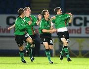 15 September 2008; Philip Simpson, Glentoran. right, celebrates with Jamie McGovern, Jamie Black and Darren Boyce, after scoring his side's first goal. Setanta Sports Cup, Linfield v Glentoran, Windsor Park, Belfast. Picture credit: Oliver McVeigh / SPORTSFILE