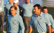 16 September 2008; Ian Poulter, left, with team captain Nick Faldo during the European 2008 Team Photograph. 37th Ryder Cup, Valhalla Golf Club, Louisville, Kentucky, USA. Picture credit: Matt Browne / SPORTSFILE *** Local Caption ***