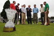 13 September 2008; Six winning GAA Clubs from Ulster, Munster, Leinster, Connacht, Chicago and New York battled it out for a chance to win an All-Ireland trophy at the 2008 FBD GAA Golf Challenge All-Ireland final which was held at Faithlegg Hotel and Golf Club in Waterford over the weekend. The FBD Insurance All-Ireland Golf Challenge trophy stands in front of the competing captains, from left, Brendan Landers, Lismore, Co. Waterford, Paddy Grelish, Wolfe Tones Chicago, JJ O'Reilly, Cavan Gaels, Martin Cahill, St. Brigids, Dublin, Kieran Keaveney, Roscommon GAA New York, and Eamonn Blake, Miltown, Co. Galway, with Sean Kelly, Patron of the FBD Insurance All-Ireland Golf Challenge, and Adrian Taheny, FBD Insurance, Executive Director Marketing and Sales. Faithlegg House Hotel, Faithlegg, Co. Waterford. Picture credit: Pat Murphy / SPORTSFILE  *** Local Caption ***