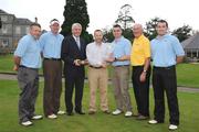 13 September 2008; The St. Brigids, Dublin, team of Sean Deignan, Domhnall O'Mahony, Martin Cahill, and Cian O'Mahony, who were presented with the FBD Insurance All-Ireland Golf Challenge trophy by Adrian Taheny, FBD Insurance, Executive Director Marketing and Sales, Sean Kelly, Patron of the FBD GAA Golf All-Ireland Challenge, and Eddie Keher, Patron of the FBD GAA Golf All-Ireland Challenge, at the 2008 FBD GAA Golf Challenge All-Ireland final which was held at Faithlegg Hotel and Golf Club in Waterford over the weekend. Six provincial winning GAA Clubs from Ulster, Munster, Leinster, Connacht, Chicago and New York battled it out for a chance to win an All-Ireland trophy. Faithlegg House Hotel, Faithlegg, Co. Waterford. Picture credit: Pat Murphy / SPORTSFILE  *** Local Caption ***