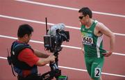 15 September 2008; Ireland's Jason Smyth, from Eglinton, Co. Derry,after the Men's 200m -T13 heats. Smyth who already bagged gold for the Men's 100m T13 Final setting a world record of 10.62 again set a new world record time of 21.81 sec taking .02 of a second off his own record set in Holland in 2006. The final of the Men's 200m will take place tomorrow Tuesday 16th. Beijing Paralympic Games 2008, Men's 200m -T13, Heat 1, National Stadium, Olympic Green, Beijing, China. Picture credit: Brian Lawless / SPORTSFILE