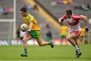 27 June 2015; Ryan McHugh, Donegal, in action against Ciaran McFaul, Derry. Ulster GAA Football Senior Championship, Semi-Final, Derry v Donegal. St Tiernach's Park, Clones, Co. Monaghan. Picture credit: Ramsey Cardy / SPORTSFILE