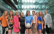 29 June 2015; In attendance at the launch of the PwC and WGPA Behind the Player campaign, their first player promotion campaign are, from left to right, WGPA executive Gemma Begley, Tyrone ladies football, Kilkenny camogie player Collette Dormer, WGPA executive Anna Geary, Cork camogie, Marie Coady, Partner PwC, Dublin ladies footballer Sinéad Goldrick, Chairperson of the WGPA Aoife Lane, Tipperary camogie player Mary Ryan, WGPA executive Deirdre Murphy, Clare camogie, and WGPA executive Fiona McHale, Mayo ladies football. PwC Offices, One Spencer Dock, Dublin. Picture credit: Dáire Brennan / SPORTSFILE
