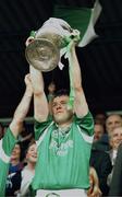 5 October 1997; Limerick captain Gary Kirby lifts the cup. National Hurling League Final, Galway v Limerick, Cusack Park, Ennis. Picture Credit: Ray McManus / SPORTSFILE.