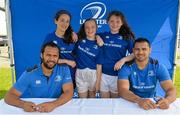 30 June 2015; Leinster Rugby's Ben Te'o and Isa Nacewa headed out to the Bank of Ireland Leinster Rugby Summer Camps in Wexford Wanderers RFC to meet up with some local young rugby talent. Pictured are Leinster's Isa Nacewa and Ben Te'o with Sabia Doyle, Hannah McLoughlin and Sarah Doyle at the Leinster Rugby Summer Camps 2015. Wexford Wanderers Rugby Club, Wexford. Picture credit: Matt Browne / SPORTSFILE