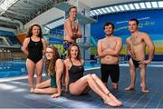 30 June 2015; In attendance at the announcement of the Paralympics Ireland team to compete in the Paralympic Swimming (IPC) World Championships in July are, from left, Nicole Turner, Portlaoise, Co. Laois, Ailbhe Kelly, Castleknock, Dublin, Jonathan McGrath, Killaloe, Co. Clare, Ellen Keane, Clontarf, Dublin, Darragh McDonald, Gorey, Co. Wexford, and James Scully, Ratoath, Co. Meath. The six strong team to compete in Glasgow include Double Paralympians Darragh McDonald and Ellen Keane, London Paralympians James Scully and Jonathan McGrath and first time World Championship swimmers Ailbhe Kelly and Nicole Turner. These Championships are also a key milestone on the road to Rio 2016 Paralympic Games qualification. National Aquatic Centre, Abbotstown, Dublin. Picture credit: Brendan Moran / SPORTSFILE