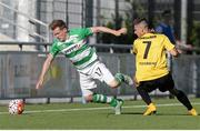 30 June 2015; Simon Madden, Shamrock Rovers, in action against Valentin Poinsignon, FC Progrès Niederkorn. UEFA Europa League, First Qualifying Round, 1st Leg, FC Progrès Niederkorn v Shamrock Rovers, Stade Municipal de la Ville de Differdange, Luxembourg. Picture credit: Gerry Schmit / SPORTSFILE