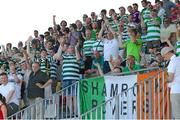30 June 2015; Shamrock Rovers supporters during the game. UEFA Europa League, First Qualifying Round, 1st Leg, FC Progrès Niederkorn v Shamrock Rovers, Stade Municipal de la Ville de Differdange, Luxembourg. Picture credit: Gerry Schmit / SPORTSFILE