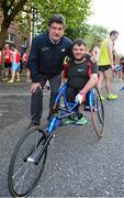 30 June 2015; Athletics Ireland CEO John Foley with Alan Dineen, from Togher, Cork, before the Grant Thornton Corporate 5k Team Challenge. Cork. Picture credit: Cody Glenn / SPORTSFILE
