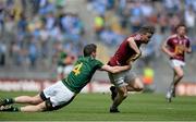 28 June 2015; John Connellan, Westmeath, is tackled by Donncha Tobin, Meath, which resulted in Tobin receiving a black card. Leinster GAA Football Senior Championship, Semi-Final, Westmeath v Meath. Croke Park, Dublin. Picture credit: Dáire Brennan / SPORTSFILE