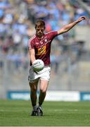 28 June 2015; John Heslin, Westmeath, kicks a free during the second half. Leinster GAA Football Senior Championship, Semi-Final, Westmeath v Meath. Croke Park, Dublin. Picture credit: Dáire Brennan / SPORTSFILE