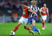 16 September 2008; Ryan Guy, St Patrick's Athletic, in action against Marc Stein, Hertha Berlin. UEFA Cup First Round 1st leg, Hertha Berlin v St Patrick's Athletic, Olympic Stadium, Berlin, Germany. Picture credit: David Maher / SPORTSFILE