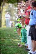 19 September 2008; Irish Ryder Cup fans Andrew Carroll and Dave Leach, from Dublin, watch the drive of Padraig Harrington during the morning foursomes. 37th Ryder Cup, Valhalla Golf Club, Louisville, Kentucky, USA. Picture credit: Matt Browne / SPORTSFILE