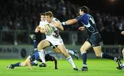 19 September 2008; Tommy Bowe, Ospreys, breaks clear of Luke Fitzgerald, left, and Shane Horgan, Leinster. Magners League, Leinster v Neath Swansea Ospreys, RDS, Dublin. Picture credit: Brendan Moran / SPORTSFILE