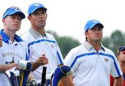 19 September 2008; Padraig Harrington with Graeme McDowell and his caddy Ronan Flood, left, on the 8th green Team Europe 2008, during the afternoon fourball. 37th Ryder Cup, Valhalla Golf Club, Louisville, Kentucky, USA. Picture credit: Matt Browne / SPORTSFILE