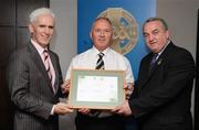 13 September 2008; Denis O'Boyle, Mayo, receiving his Tutor Trainer Certificate from Michael McGeehan, left, Director Coaching Ireland and Nickey Brennan, President of the GAA. Tutor Trainer Graduation, Croke Park, Dublin. Photo by Sportsfile