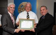 13 September 2008; John Morrisson, Armagh, receiving his Tutor Trainer Certificate from Michael McGeehan, left, Director Coaching Ireland and Nickey Brennan, President of the GAA. Tutor Trainer Graduation, Croke Park, Dublin. Photo by Sportsfile