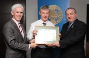 13 September 2008; Paudie O'Neill, Dublin, receiving his Tutor Trainer Certificate from Michael McGeehan, left, Director Coaching Ireland and Nickey Brennan, President of the GAA. Tutor Trainer Graduation, Croke Park, Dublin. Photo by Sportsfile