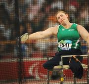 16 September 2008; Ireland's Orla Barry, from Ladysbridge, Cork, in action during the Women's Discus F57/58 final. Orla finshed in 5th position overall with a distance of 27.08m. Beijing Paralympic Games 2008, Women's Discus F57/58 final, National Stadium, Olympic Green, Beijing, China. Picture credit: Brian Lawless / SPORTSFILE