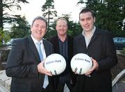 17 September 2008; Stephen Cruise, Regional Manager, Retail markets, Ulster Bank, left, along with former GAA stars Benny Tierney, left and Oisin McConville, before a Pre All-Ireland Evening Event hosted by Ulster Bank, official sponsors of the GAA All-Ireland Senior Football championship, Cookstown, Co. Tyrone. Picture credit: Oliver McVeigh / SPORTSFILE