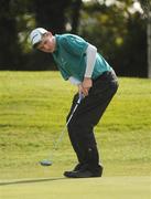 18 September 2008; Sixteen-year-old Bryan Cox, from Ballina Golf Culb, watches his putt on the 18th where he made a bogey, to halve the hole and win the match - 1up, after being out of bounds in the final of the Bulmers Junior Cup. Bulmers Cups and Shields Finals 2008, Monkstown Golf Club, Parkgarriff, Monkstown, Co. Cork. Picture credit: Ray McManus / SPORTSFILE