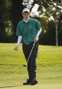 18 September 2008; Sixteen-year-old Bryan Cox, from Ballina Golf Culb, celebrates his putt on the 18th where he made a bogey, to halve the hole and win the match - 1up, after being out of bounds in the final of the Bulmers Junior Cup. Bulmers Cups and Shields Finals 2008, Monkstown Golf Club, Parkgarriff, Monkstown, Co. Cork. Picture credit: Ray McManus / SPORTSFILE