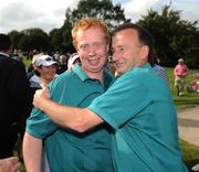 18 September 2008; Pat Howley and John Doherty celebrate victory for Ballina Golf Club in the final of the Bulmers Junior Cup. Bulmers Cups and Shields Finals 2008, Monkstown Golf Club, Parkgarriff, Monkstown, Co. Cork. Picture credit: Ray McManus / SPORTSFILE