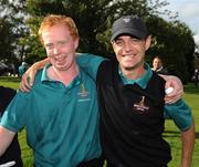 18 September 2008; Pat Howley and Stephen Lydon celebrate victory for Ballina Golf Club in the final of the Bulmers Junior Cup. Bulmers Cups and Shields Finals 2008, Monkstown Golf Club, Parkgarriff, Monkstown, Co. Cork. Picture credit: Ray McManus / SPORTSFILE