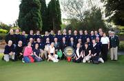 19 September 2008; Limerick Golf Club, and supporters, who defeated Warrenpoint in the final of the Bulmers Pierce Purcell Shield, back row left to right, Orlaith Fortune, Marketing Manager Bulmers, Paul O’Driscoll, Declan Barriscale, John Reilly, John Malone, Eamonn Kirby, Ger Malone, Denis Ryan, Ronan Mulvihill, Mick Ahern, Mick Ryan, Paddy Power, Joe O’Donoghue, Eamonn Grimes and Sean McMahon, GUI.  Front row left to right, Gerard. Gleeson, Joe Kenny, Gerry Naughton, Team Captain, Barry Doyle, GUI, Martin Lyden, Club Captain, Joe Daly, Club President, John Gleeson, Bobby Flemming and Brendan Slattery. Bulmers Pierce Purcell Shield Final. Bulmers Cups and Shields Finals 2008, Monkstown Golf Club, Parkgarriff, Monkstown, Co. Cork. Picture credit: Ray McManus / SPORTSFILE      *** Local Caption *** leave space as I have cropped because they will be wanting prints and they would end up very shallow