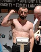 3 July 2015; Stephen Ormond during his weigh-in for his upcoming fight against Jacek Wylezol. Smock Alley Theatre, Dublin. Photo by Sportsfile