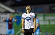 3 July 2015; Richie Towell, Dundalk, reacts after a missed shot on goal. SSE Airtricity League Premier Division, Drogheda United v Dundalk, United Park, Drogheda, Co. Louth. Photo by Sportsfile