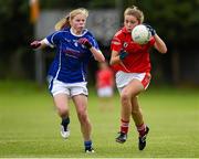 4 July 2015; Eve Mullins, Cork, in action against Leah Brady, Cavan. All Ireland Ladies Football U14 'A' Championship, Cavan v Cork. Banagher, Co. Offaly. Photo by Sportsfile