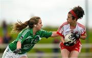 4 July 2015; Erin Kerrigan, Derry, in action against Aoife Rowsome, Limerick. All Ireland Ladies Football U14 'C' Championship, Derry v Limerick. Ballymahon, Co. Longford. Picture credit: David Maher / SPORTSFILE