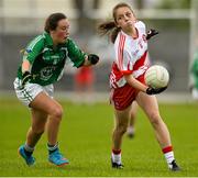 4 July 2015; Leah McGonagle, Derry, in action against Aoife Hickey, Limerick. All Ireland Ladies Football U14 'C' Championship, Derry v Limerick. Ballymahon, Co. Longford. Picture credit: David Maher / SPORTSFILE