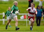 4 July 2015; Caroline Brennan, Limerick, in action against Catherine McGuigan, Derry. All Ireland Ladies Football U14 'C' Championship, Derry v Limerick. Ballymahon, Co. Longford. Picture credit: David Maher / SPORTSFILE
