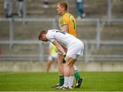 4 July 2015; Alan Smith, Kildare, reacts after his shot on goal was cleared off the line by Offaly's Niall Darby. GAA Football All-Ireland Senior Championship, Round 2A, Offaly v Kildare. O'Connor Park, Tullamore, Co. Offaly. Picture credit: Piaras Ó Mídheach / SPORTSFILE