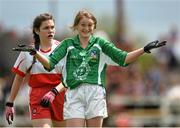 4 July 2015; Iris Kennelly, Limerick, reacts after scoring her side's second goal. All Ireland Ladies Football U14 'C' Championship, Derry v Limerick. Ballymahon, Co. Longford. Picture credit: David Maher / SPORTSFILE