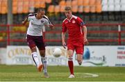 4 July 2015; Soufian El Hassnaoui, Hearts, in action against James English, Shelbourne. Pre-season Friendly, Shelbourne F.C. v Heart of Midlothian F.C., Tolka Park, Dublin. Picture credit: Ray McManus / SPORTSFILE